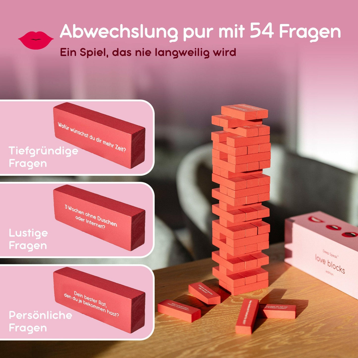 Wackelturm Spiel Erwachsene - love blocks.